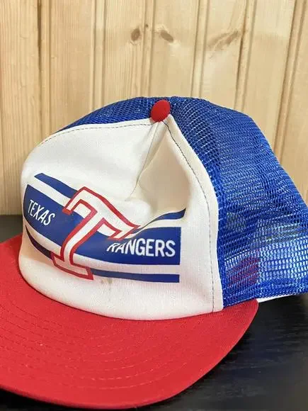 Vintage Texas Rangers Snapback Hat Baseball Cap Mesh Trucker MLB Made in USA AJD - Picture 12 of 12